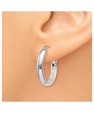 3.75mm Polished Oval Tube Hoop Earrings in Real 14k Gold White Gold - 16x22 mm $104.52 Earrings