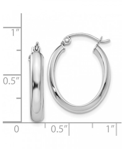 3.75mm Polished Oval Tube Hoop Earrings in Real 14k Gold White Gold - 16x22 mm $104.52 Earrings