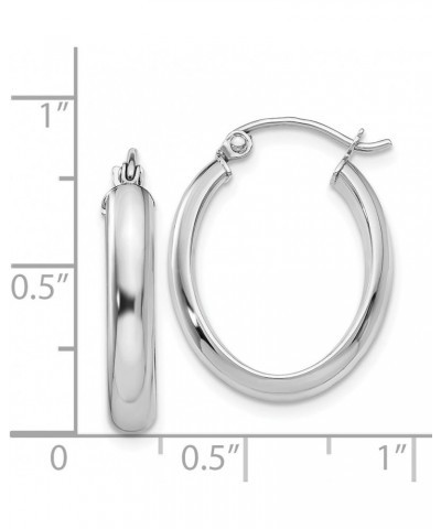 3.75mm Polished Oval Tube Hoop Earrings in Real 14k Gold White Gold - 16x22 mm $104.52 Earrings