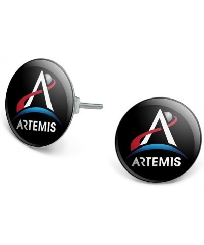 NASA Artemis Moon Logo Novelty Silver Plated Stud Earrings $8.99 Earrings