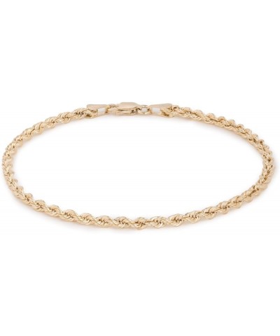 10k Yellow Gold 2.5mm Hollow Rope Chain Bracelet and Anklet 7.0 Inches $55.49 Anklets