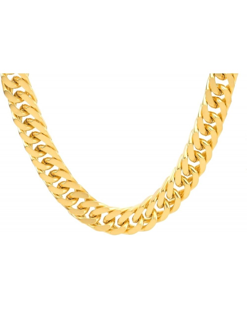 18K PVD Double Gold Plated Miami Double Weaving Cuban Link Chain Bracelets and Nekclaces 12mm-23cm Gold $15.18 Bracelets