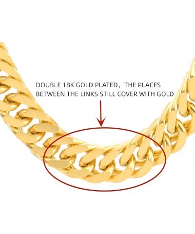 18K PVD Double Gold Plated Miami Double Weaving Cuban Link Chain Bracelets and Nekclaces 12mm-23cm Gold $15.18 Bracelets