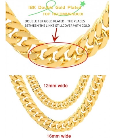 18K PVD Double Gold Plated Miami Double Weaving Cuban Link Chain Bracelets and Nekclaces 12mm-23cm Gold $15.18 Bracelets