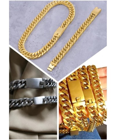 18K PVD Double Gold Plated Miami Double Weaving Cuban Link Chain Bracelets and Nekclaces 12mm-23cm Gold $15.18 Bracelets