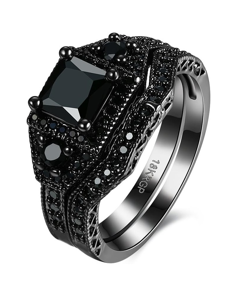 18K Gold Black Gun Plated Fashion Set Ring AAA Zirconia Women B322 18K Gold Plated Black $7.94 Rings