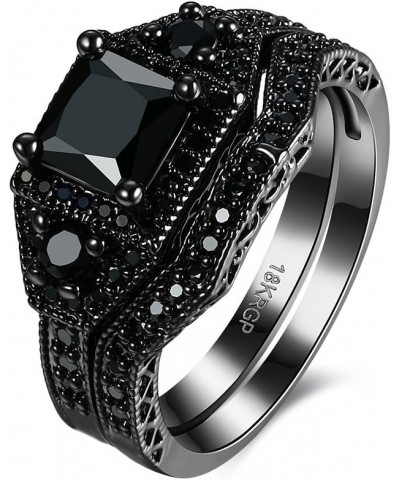 18K Gold Black Gun Plated Fashion Set Ring AAA Zirconia Women B322 18K Gold Plated Black $7.94 Rings