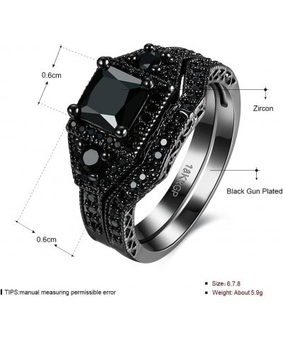 18K Gold Black Gun Plated Fashion Set Ring AAA Zirconia Women B322 18K Gold Plated Black $7.94 Rings