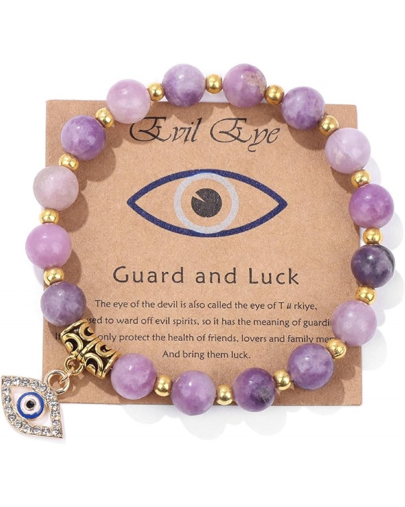 Natural Stone Beads Evil Eye Bracelet Handmade Inspirational Bracelet with Gift Message Card Good Luck Kabbalah Protection Je...