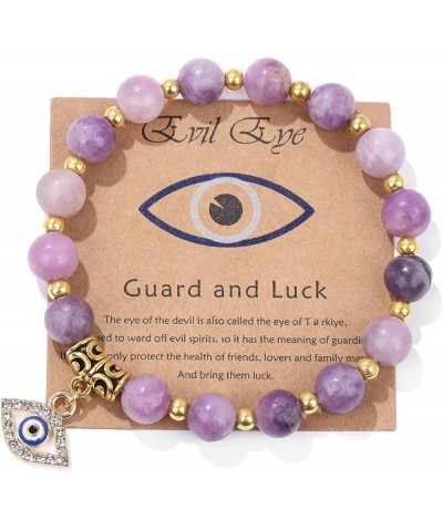 Natural Stone Beads Evil Eye Bracelet Handmade Inspirational Bracelet with Gift Message Card Good Luck Kabbalah Protection Je...