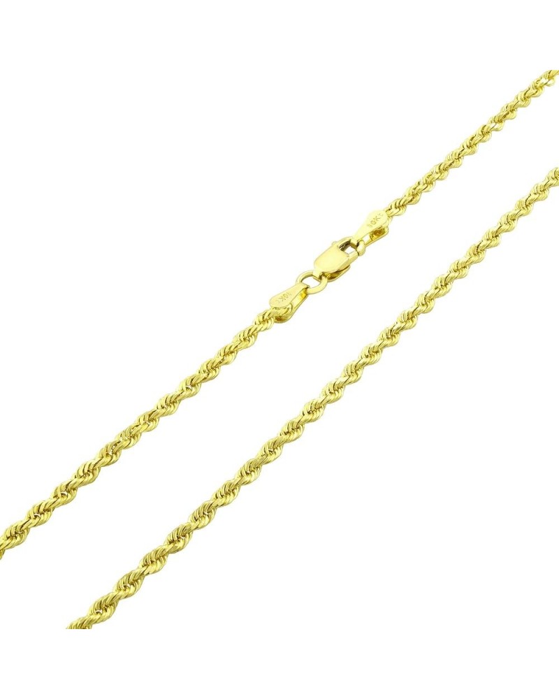 10k Yellow Gold 2mm Solid Rope Chain Diamond Cut Pendant Necklace, Mens Womens Jewelry 16" 18" 20" 22" 24" 26" 28" 30 20 $204...