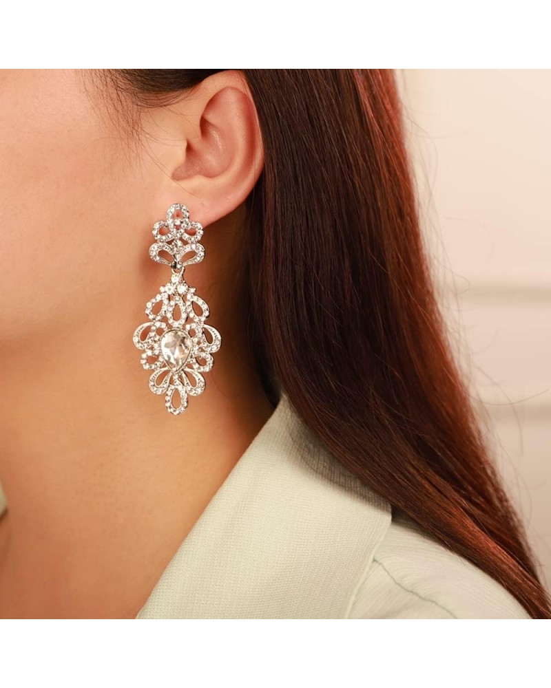 Chandelier Earrings for Women Crystal Rhinestone Drop Dangle Earrings for Wedding Bridal Style B $8.84 Earrings