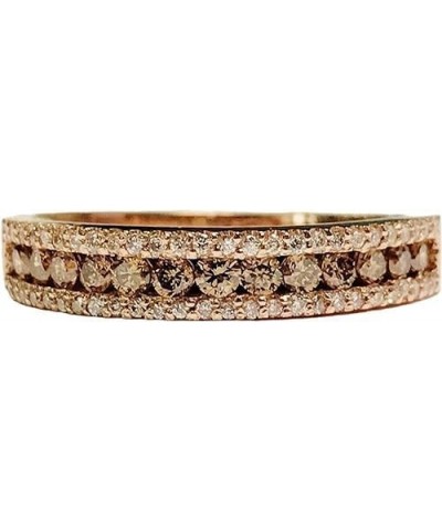 1.60 Ct Round Cut Chocolate Brown And White Diamond Wedding Engagement Half Eternity Band Ring 14k Rose Gold Finish $38.00 Rings