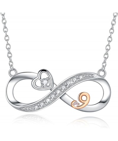 925 Sterling Silver Lucky Number Necklace Infinity Love Heart Pendant Necklaces 5th 10th 15th Anniversary Jewelry Wedding Bir...