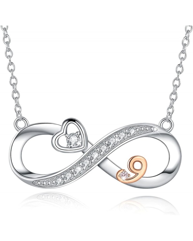 925 Sterling Silver Lucky Number Necklace Infinity Love Heart Pendant Necklaces 5th 10th 15th Anniversary Jewelry Wedding Bir...