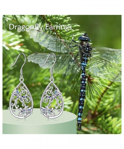 Sterling Silver Dragonfly/Butterfly/Hummingbird Filigree Dangle Drop Earrings with Abalone Shell Insect Jewelry Gifts for Wom...