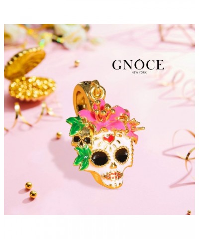 Mexican Woman Skull Charm Pendant Sterling Silver 18k Gold Plated Halloween Suger Skull Dangle Charm Fit Bracelet/Necklace Ch...