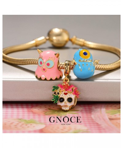 Mexican Woman Skull Charm Pendant Sterling Silver 18k Gold Plated Halloween Suger Skull Dangle Charm Fit Bracelet/Necklace Ch...