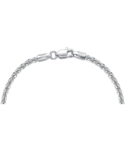 Solid 925 Sterling Silver 2MM Sparkle Gypsophila Chain Bracelet for Men Women,with Lobster Claw Clasp,Made in Italy 6.5/7/7.5...