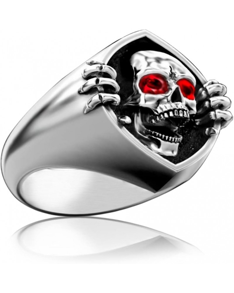 Unisex S925 Sterling Silver Retro Skull Ring Jewelry Gift for Women Men Ring_C $9.53 Rings