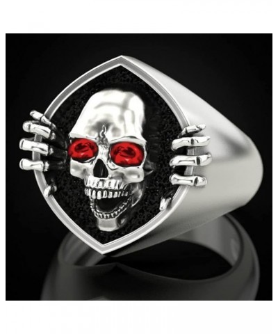 Unisex S925 Sterling Silver Retro Skull Ring Jewelry Gift for Women Men Ring_C $9.53 Rings