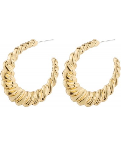 Gold Hoop Earrings for Women, Chunky Lightweight Twisted Open Hoops Earring Set, Hypoallergenic Thick Huggie Hoop Earrings fo...