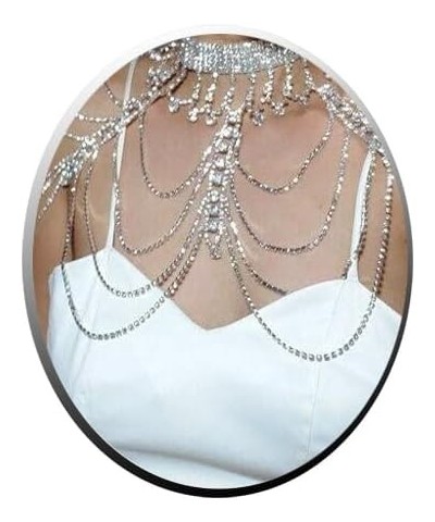 Bridal Rhinestone Shoulder Necklace Body Collar Jewelry Luxury Tassel Crystal Shoulder Harness Chain Wedding for Women fashio...