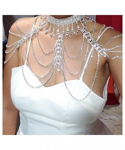 Bridal Rhinestone Shoulder Necklace Body Collar Jewelry Luxury Tassel Crystal Shoulder Harness Chain Wedding for Women fashio...