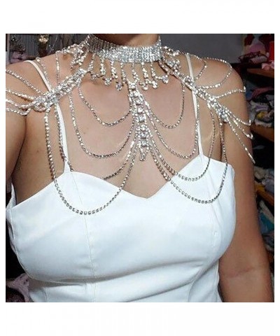 Bridal Rhinestone Shoulder Necklace Body Collar Jewelry Luxury Tassel Crystal Shoulder Harness Chain Wedding for Women fashio...