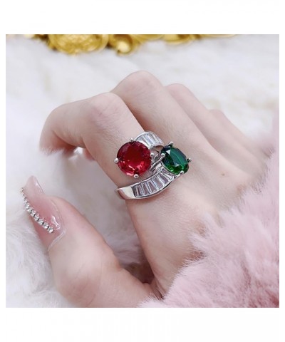 Dainty Crystal Wrap Statement Ring for Women Girls Princess Cut Round CZ Expandable Stacking Open Finger Rings Eternity Promi...