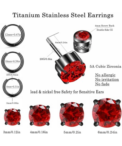 7 Pairs Titanium Screw Back Stud Earrings for Women Men, Surgical Stainless Steel Huggie Hoop 5A Cubic Zirconia Earrings Set ...