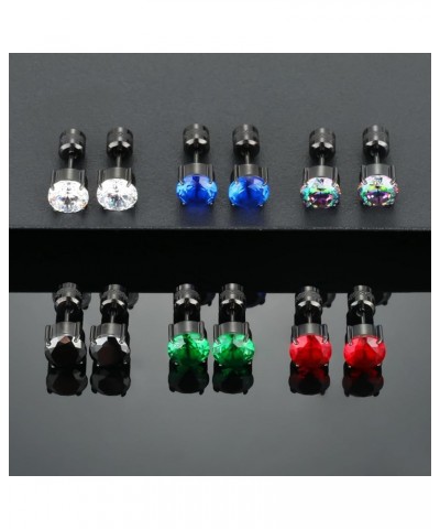 7 Pairs Titanium Screw Back Stud Earrings for Women Men, Surgical Stainless Steel Huggie Hoop 5A Cubic Zirconia Earrings Set ...