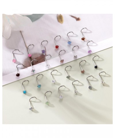 24Pcs 20G 316L Stainless Steel Nose Rings Studs for Women Men L Shaped Nose Studs CZ Created-Opal Nose Piercing Jewelry S $8....