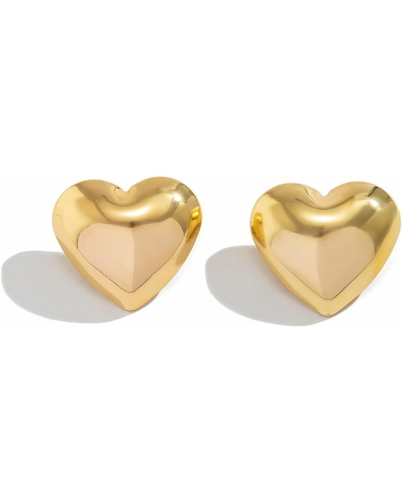 Chunky Heart Earrings for Women Girls Gold Statement Heart Earrings Silver Heart Stud Earrings Hypoallergenic Earrings Jewelr...