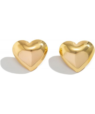 Chunky Heart Earrings for Women Girls Gold Statement Heart Earrings Silver Heart Stud Earrings Hypoallergenic Earrings Jewelr...