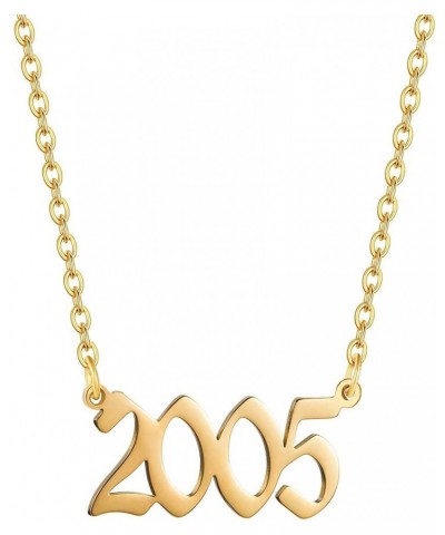 Birthday Year Necklace,Women 18K Gold Plated Stainless Steel Birth Year Number Pendant Necklace Memorable Anniversary Jewelry...