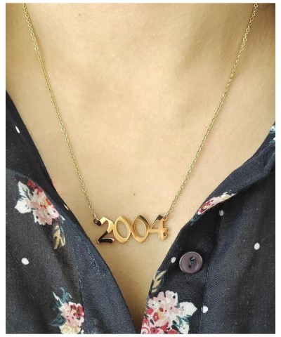 Birthday Year Necklace,Women 18K Gold Plated Stainless Steel Birth Year Number Pendant Necklace Memorable Anniversary Jewelry...