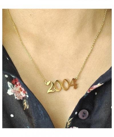 Birthday Year Necklace,Women 18K Gold Plated Stainless Steel Birth Year Number Pendant Necklace Memorable Anniversary Jewelry...