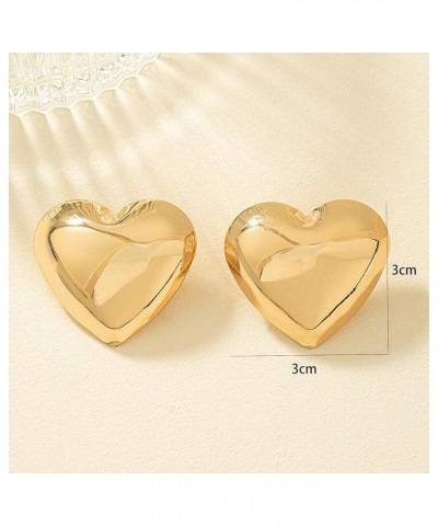 Chunky Heart Earrings for Women Girls Gold Statement Heart Earrings Silver Heart Stud Earrings Hypoallergenic Earrings Jewelr...