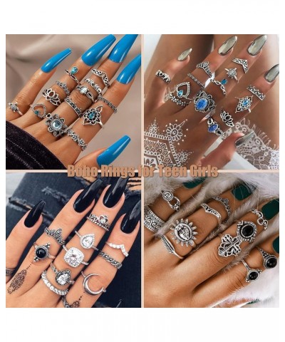 Boho Rings for Teen Girls Gold Stackable Rings Vintage Kunckle Rings Cute Rings Set for Women Trendy B2:80 pcs turquoise ring...