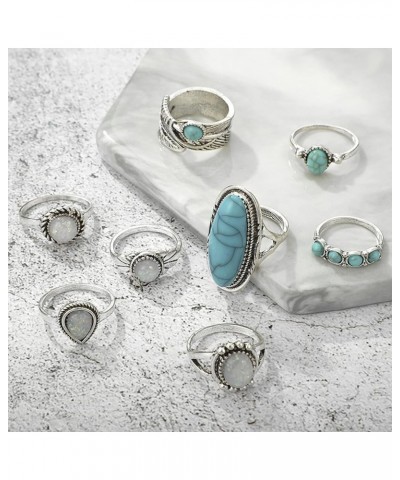 Boho Rings for Teen Girls Gold Stackable Rings Vintage Kunckle Rings Cute Rings Set for Women Trendy B2:80 pcs turquoise ring...