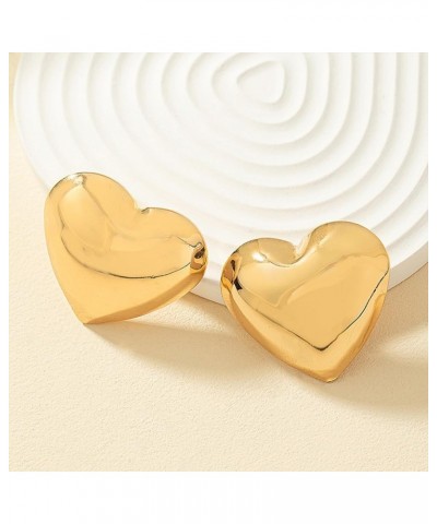 Chunky Heart Earrings for Women Girls Gold Statement Heart Earrings Silver Heart Stud Earrings Hypoallergenic Earrings Jewelr...