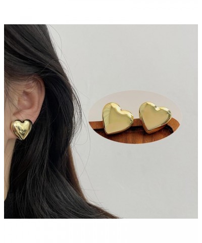 Chunky Heart Earrings for Women Girls Gold Statement Heart Earrings Silver Heart Stud Earrings Hypoallergenic Earrings Jewelr...