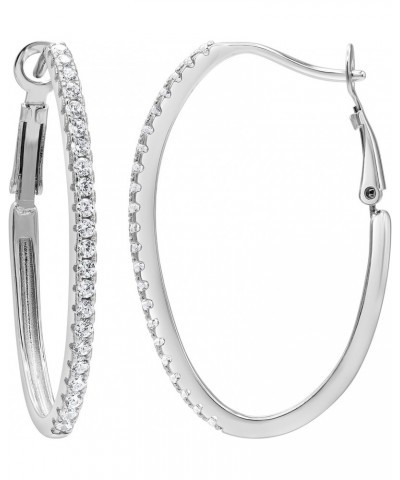 925 Sterling Silver Prong-Set Round-cut Cubic Zirconia Circle Hoop Earrings for Her | Fashion Jewelry for Women Teen Girls | ...