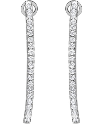 925 Sterling Silver Prong-Set Round-cut Cubic Zirconia Circle Hoop Earrings for Her | Fashion Jewelry for Women Teen Girls | ...