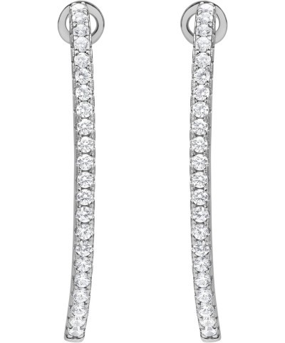 925 Sterling Silver Prong-Set Round-cut Cubic Zirconia Circle Hoop Earrings for Her | Fashion Jewelry for Women Teen Girls | ...