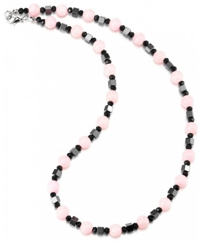 Gem Stone Statement Necklace, Pink Black Crystal Beads Chain $11.21 Necklaces