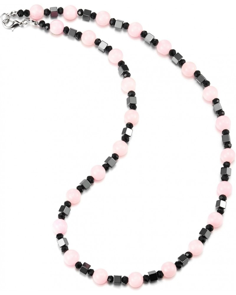 Gem Stone Statement Necklace, Pink Black Crystal Beads Chain $11.21 Necklaces