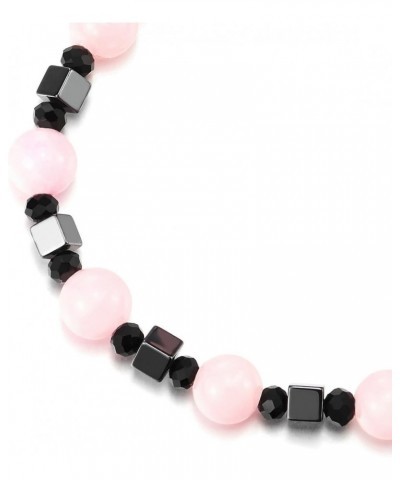 Gem Stone Statement Necklace, Pink Black Crystal Beads Chain $11.21 Necklaces