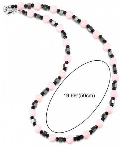 Gem Stone Statement Necklace, Pink Black Crystal Beads Chain $11.21 Necklaces